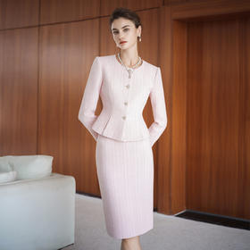 IWY/气质名媛小香风套装女秋冬新款高级感气质粉色职业套裙C2516+S2517
