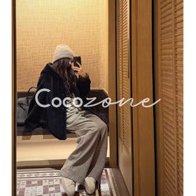 COCO ZONE 刘 一一 “暮光”100羊毛革连帽皮草外套 CD2A3024