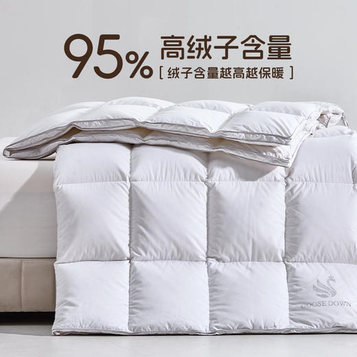 多喜爱 金羽朵95进口白鹅绒冬被酥白 【波兰进口白鹅绒】【95%绒子含量】【1000+清洁度】【80支全棉面料】【3D航空舱设计】【高档皮包】三重锁绒工艺  A类品质标准 10cm检测口 商品图1
