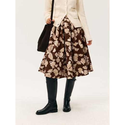 HeyDress绒感印花A摆伞裙 商品图0