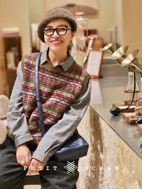 PETIT SCHAN小闪 CLO#951 Bonfire on a Snowy Night 雪夜篝火 羊毛复古提花费尔岛背心