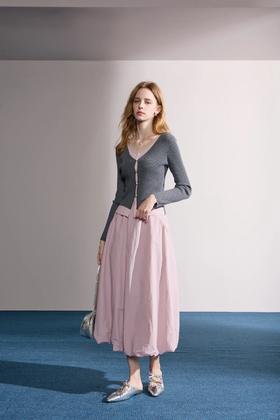 独特别致撞色假两件V领针织上衣