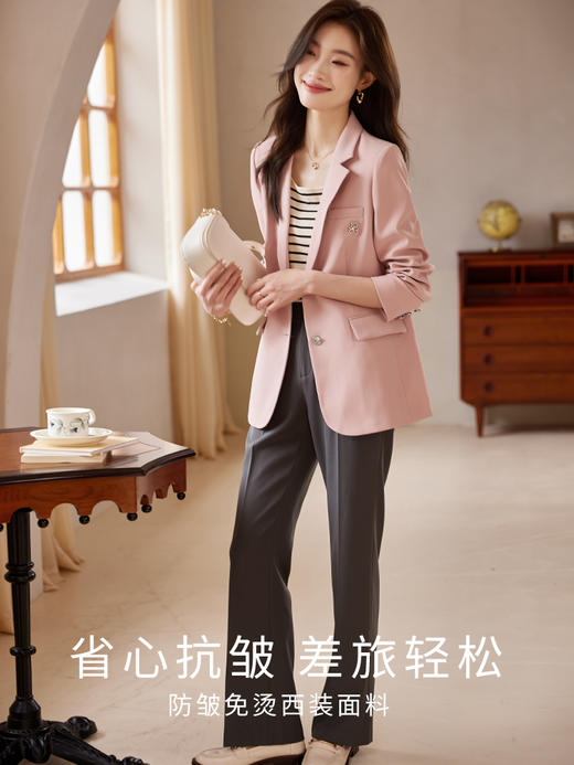 【年货节】熙世界西装女外套2025年新款春秋小个子时尚粉色高级感炸街小西服 商品图2