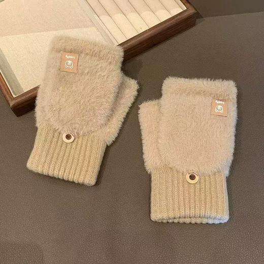 露指翻盖毛绒手套女冬季可爱保暖防寒学生写字骑车加厚触屏情侣款 商品图6
