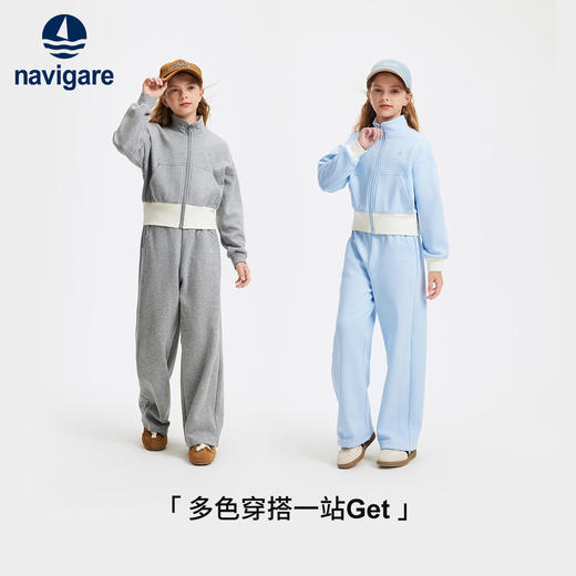 【纳维凯尔】【加绒两件套】【130-170】意大利小帆船复合摇粒绒女童绒卫衣卫裤套装 商品图4