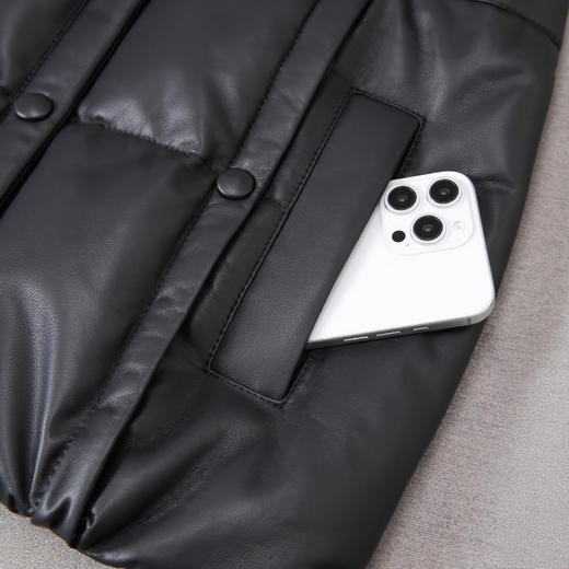 丁摩 真皮羽绒服女短款海宁狐狸毛领绵羊皮衣68016688 商品图3