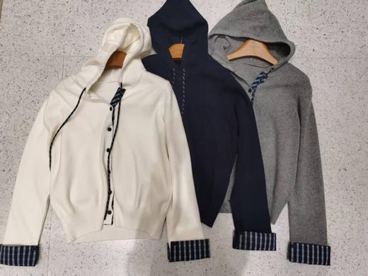 【门店同款】ENJOY冬季格纹撞色连帽针织衫 167797314 商品图0