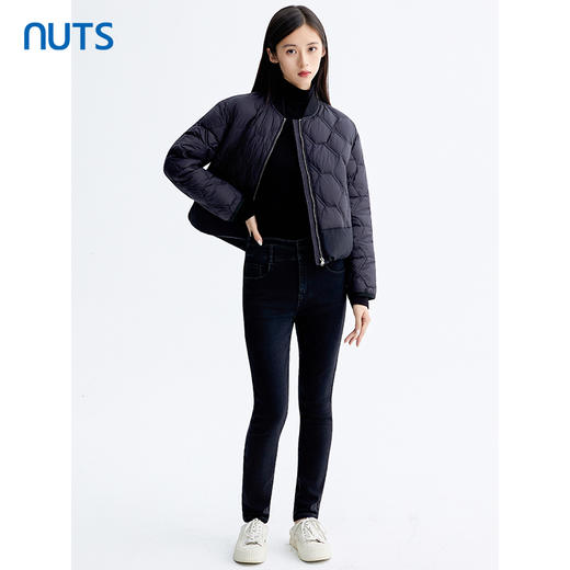 NUTS那时商场同款冬季黑色简约时尚直筒短款羽绒服女5480905A1 商品图3