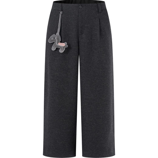 「高货wl」全新升级【铂金会员220/天猫289/差价69】(04431)洛诗琳时髦含小马挂件毛呢裤2025秋冬加厚宽松直筒九分裤 商品图1