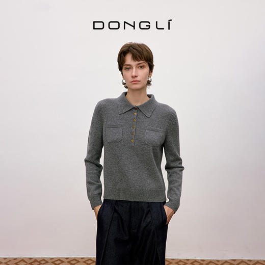 东黎 • 你本珍贵 山羊绒女士秋季翻领套衫 5379 商品图3