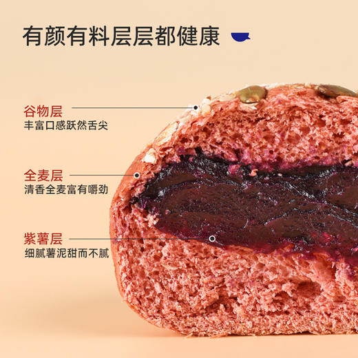 【鲨鱼菲特300-200】全麦巧克力紫薯流心夹心欧包面包健身代餐早餐饱腹零食 商品图3