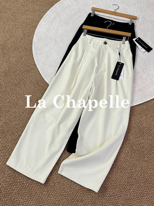 拉夏贝尔/La Chapelle高腰一粒扣九分休闲裤女士显瘦百搭直筒裤 商品图6