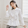 Famecoco范可儿时尚通勤白衬衫设计感收腰显瘦短款上衣DAB6BA007 商品缩略图1