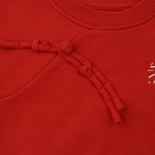 棉果果冬季新品新年款中国红喜庆节日氛围女童大毛圈中国风卫衣M522180225767 商品图4