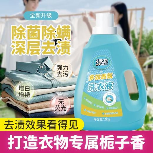 绿伞多效香氛洗衣液2kg瓶栀子花香无荧光剂柔顺洁净深层去渍家用 商品图7
