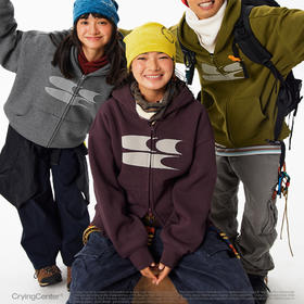 CryingCenter经典logo印花奥绒加绒连帽开衫卫衣外套男女款