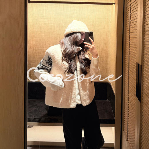 COCO ZONE 刘 一一 “奶皮马甲”100绵羊毛立领马甲 CD2A2804 商品图0