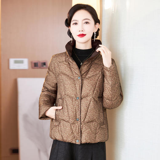 TC 621685洋气羽绒服复古立领加厚保暖白鸭绒外套 商品图1