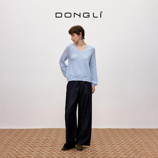东黎 • 你本珍贵 山羊绒女士秋季麻花V领套衫 WSR-20S53 商品图6