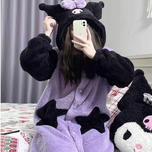 【GZ】无忧购可爱草莓熊维尼熊玉桂狗珊瑚绒睡袍+长裤套装（截单后3-5天发货) 商品图5