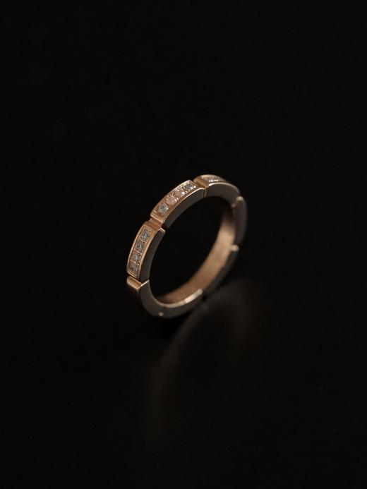 YS04-卡地亚 单排半铺满钻玫瑰金戒指男女同款情侣款（XK） 商品图9