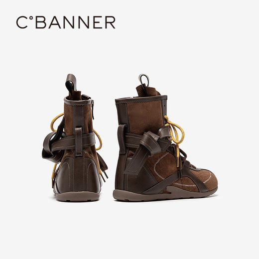 千百度内增高高帮德训鞋女美拉德复古时尚休闲短靴A25525717 商品图4