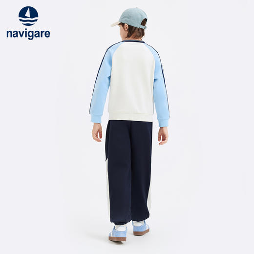 【加绒两件套】【130-170】【纳维凯尔】意大利小帆船复合摇粒绒男童绒卫衣卫裤套装 商品图4