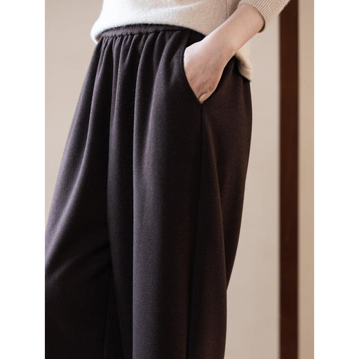 牧衣游原创 净色宽松裤子女软糯亲肤舒适百搭厚实保暖休闲裤 希柠 商品图3