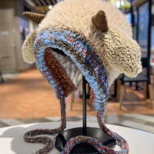 【冬季新款❗️超可爱小羊帽子】保暖加厚，百搭可爱风，全包显脸小，毛绒针织包头女保暖秋冬季骑行套头帽百搭潮 商品图2