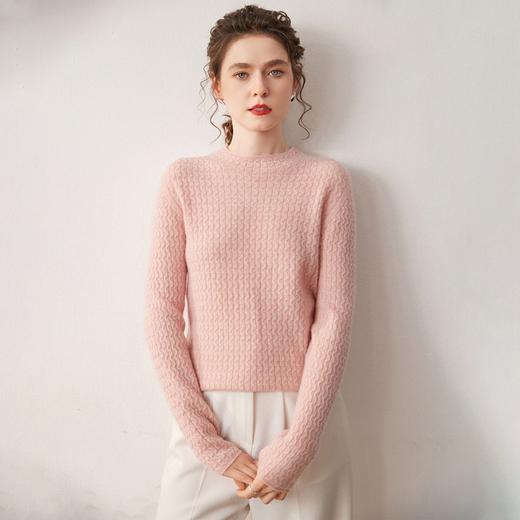「自」全新升级【铂金会员441/天猫599/差价158】(11111)洛诗琳新款羊绒针织打底衫2025秋冬纯色半高领绞花针织毛衣 商品图0
