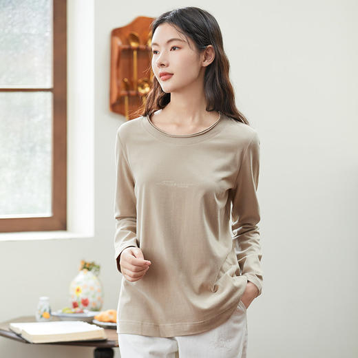 Famecoco范可儿100%棉休闲印花圆领T恤宽松打底衫DAB6BB004 商品图1