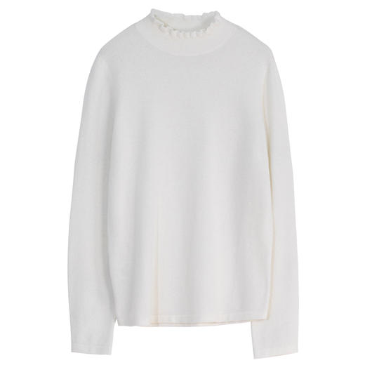 牧衣游原创 羊绒混纺毛织套头衫柔软卷边立领百搭打底毛衣女 曼朵 商品图4