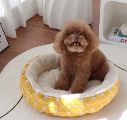 【北极绒舒适保暖弹性好❗️侧帮让毛孩子更有安全感】宠物保暖小猫猫窝冬季用品棉麻圆窝印花易打理猫咪窝。hc 商品图3