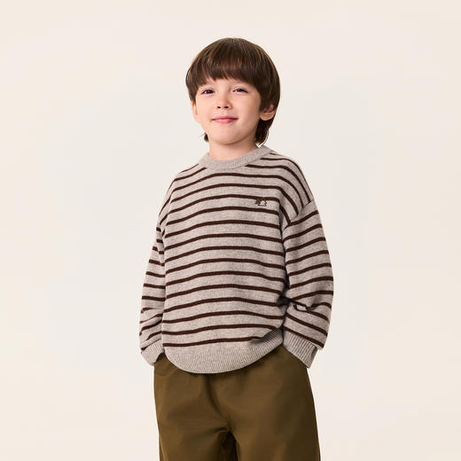 马克珍妮男童条纹绵羊毛针织衫2025年秋冬新款551885 商品图1