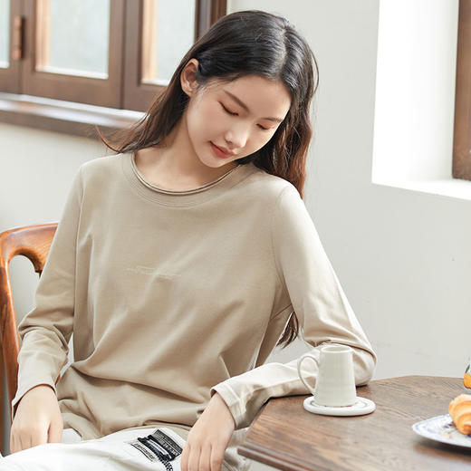 Famecoco范可儿100%棉休闲印花圆领T恤宽松打底衫DAB6BB004 商品图2