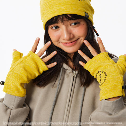 CryingCenter漩涡抓绒针织户外徒步秋冬保暖护耳针织帽半指手套 商品图5