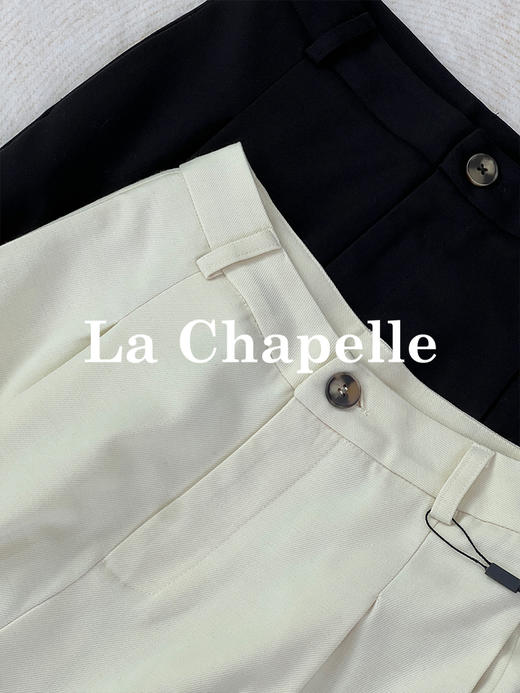 拉夏贝尔/La Chapelle高腰一粒扣九分休闲裤女士显瘦百搭直筒裤 商品图9