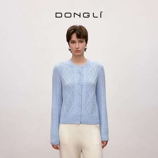 东黎 • 你本珍贵 山羊绒女士秋季圆领加珍珠钻开衫 5421 商品图4