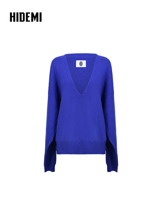 HIDEMI 进口澳洲美利奴羊毛U型领刺绣logo套头针织衫毛衣叠穿神器 商品图12