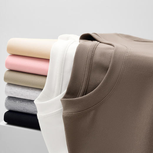 【59元2件】秋季女款230g氨纶棉正肩长袖t恤 修身显瘦圆领上衣 商品图0