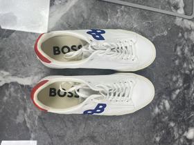 瑕疵HUGO BOSS/胡戈波士 男士绒面编织拼接小LOGO系带圆头休闲运动鞋