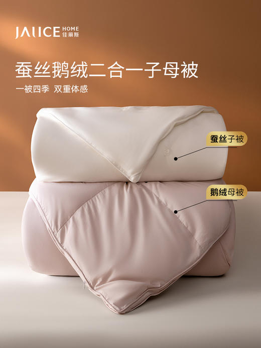 佳丽斯蚕丝羽绒子母被二合一拉链款冬被95白鹅绒被子被芯四季通用 商品图2