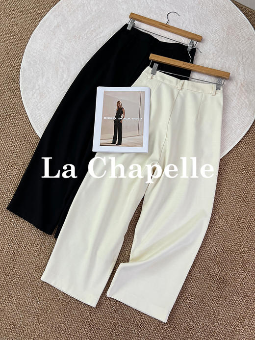 拉夏贝尔/La Chapelle高腰一粒扣九分休闲裤女士显瘦百搭直筒裤 商品图7