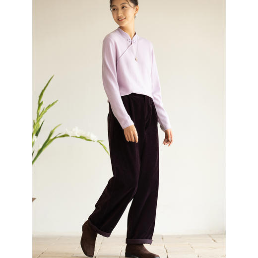 牧衣游原创 净色32支棉绒裤子新款保暖宽松显瘦百搭休闲裤 冬日里 商品图3