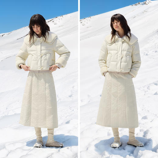 森马羽绒服女冬季拼接毛领大翻领80绒子宽松2025新款温柔甜美上衣 商品图4