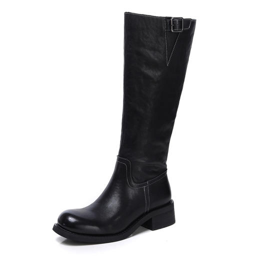 FR 85186骑士靴英伦风显瘦真皮长靴侧拉链长筒靴 商品图4