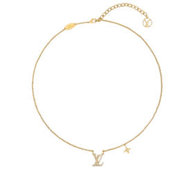 YS19-驴家logo满钻 金属水晶项链金色（JM*MM）