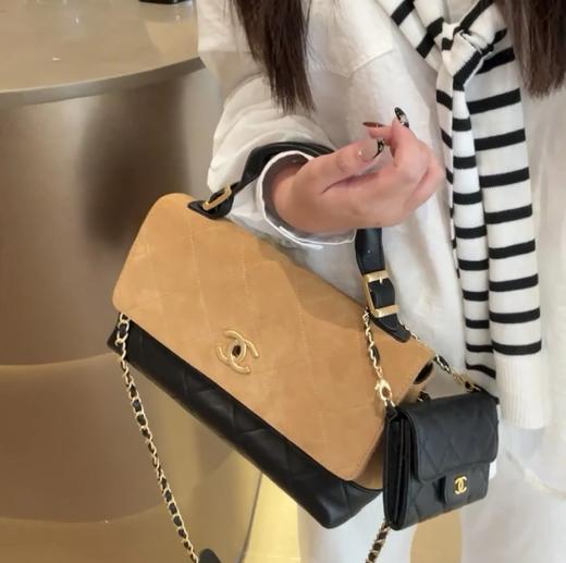 重磅推荐！25A麂皮拼色手提邮差包   大号 高级手工坊  意大利Bonaudo反绒小牛皮拼接羊皮 商品图1