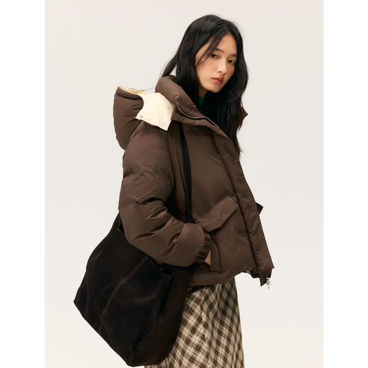 HeyDress宽松立领撞色羽绒服 商品图3