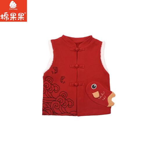 棉果果冬季新品新年款中国红喜庆节日氛围男童女童马甲中国风马甲M502171225780 商品图1
